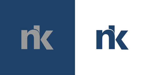 NK logo design with two color variations on different backgrounds.