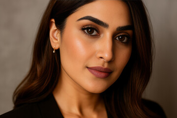 Beautiful woman flaunting nude makeup look with natural glowing skin