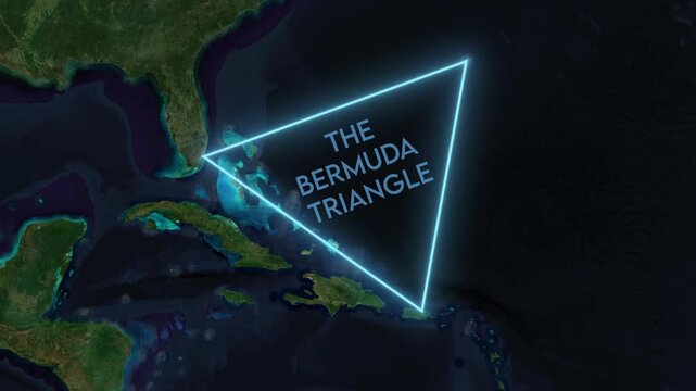 Zoom from Earth to Bermuda Triangle 3d satellite map animation.