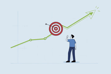 businessman marketer with magnifying glass analyzing chart and graph of customer data.