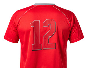  Back View of Athletic Jersey with Number Print, Isolated