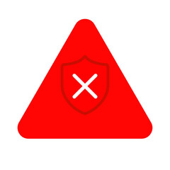 Obraz premium Red warning triangle with shield and cross symbol