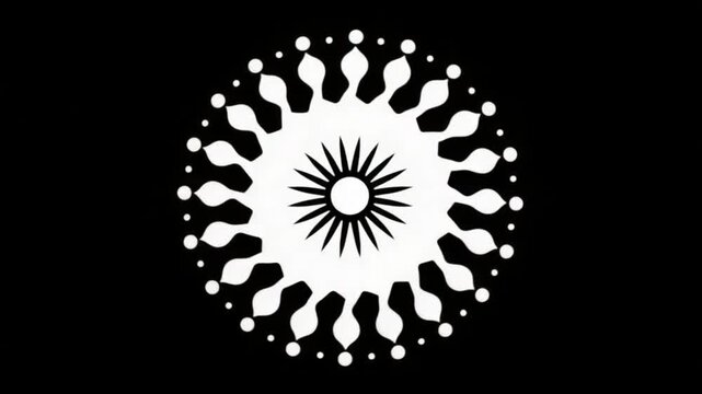 Elegant, symmetrical mandala design on a stark black background.