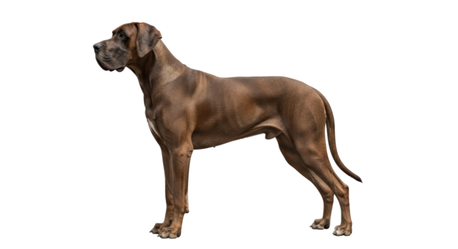 Isolated Great Dane dog standing in studio profile position for design and advertising