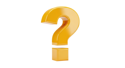 Isolated yellow question mark asks for answers to problems, uncertainty and solutions