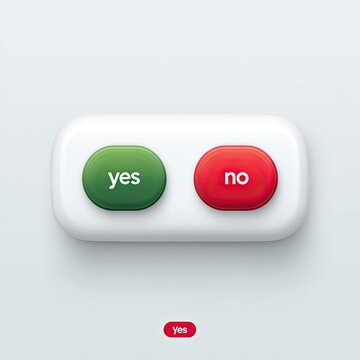Two oval buttons, green "yes" and red "no", on a white rectangular panel