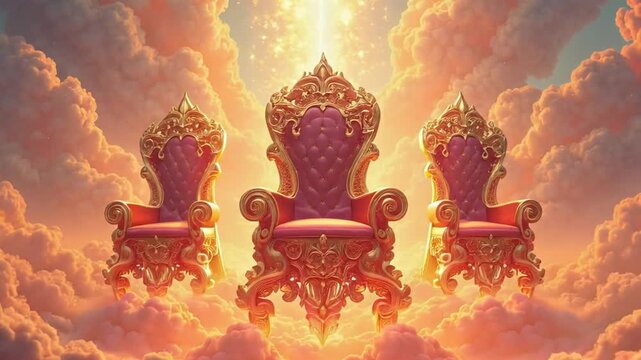3 Heavenly Thrones representing The Triune God of The Holy Trinity