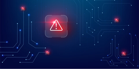 scam alert denger blue circuit background