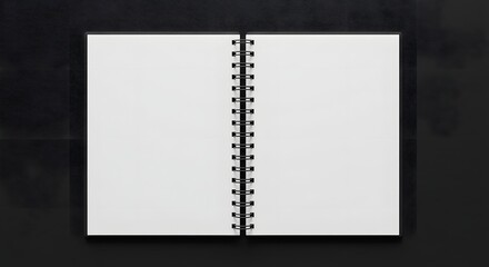 Blank spiral notebook pages on a dark background, ideal for creative writing or sketching ideas