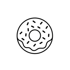 Minimalist donut line art illustration isolated on white background, sweet pastry dessert for bakery

