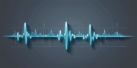 Abstract medical background with a green heartbeat line forming a heart shape on an ECG monitor wave graph