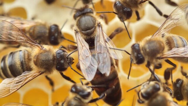 Queen bee the mistress of the colony of bees. 
Queen Bee is always surrounded by working bees &ndash; her servant.