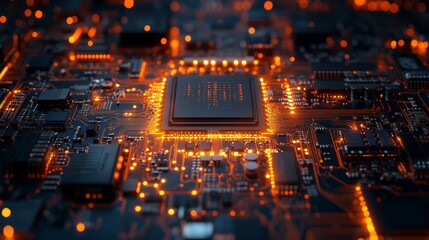 Microchip with bright contact illumination, macro photography.
Useful for illustrations on microelectronics, device development, and educational materials on physics and technology.