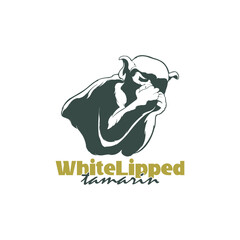 White Lipped tamarin monkey design vector illustration, funny smart pet with an emotional face