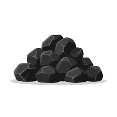 Pile of black coal rocks, illustration.