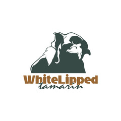 White Lipped tamarin monkey design vector illustration, funny smart pet with an emotional face