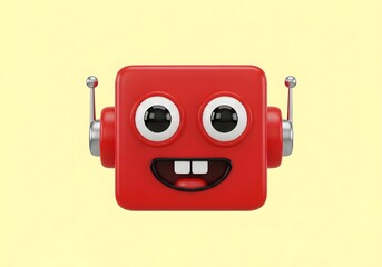Fototapeta premium Happy Red Robot Emoji