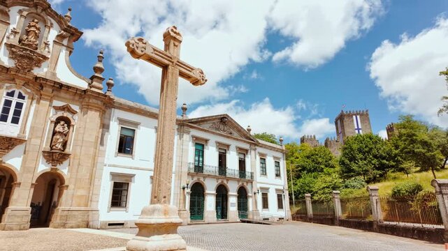 Saint Anthony of the Capuchins convent and monastery forms a religious complex of stone architecture with a simple church and monastic quarters in Guimaraes, Portugal