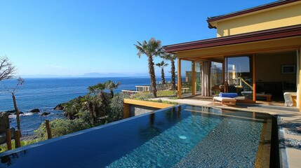 Fototapeta premium Oceanfront villa with private infinity pool.