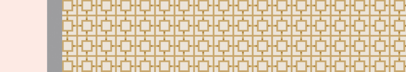 Seamless geometric square grid pattern with golden gradient lines and beige background in elegant decorative style