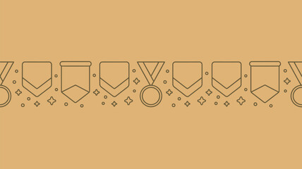 Illustration showing a row of pennant banners and medals on a beige colored background design element