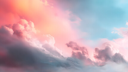 Fototapeta premium Dreamy Clouds: A breathtaking display of colorful clouds swirls across the sky, painting a mesmerizing, photorealistic masterpiece of nature's artistry, evoking a sense of peace and wonder.