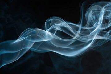 Blue smoke swirls and curls against a dark background