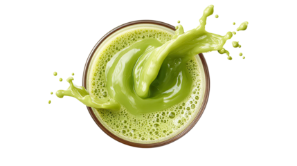 Green drink splash in glass