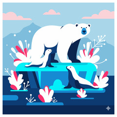 Polar Bear on Ice Floe – Arctic Wildlife Scene
