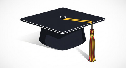 A black graduation cap with a golden tassel, , symbolizing academic achievement and commencement