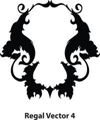 Abstract regal design element with intricate details isolated on white background