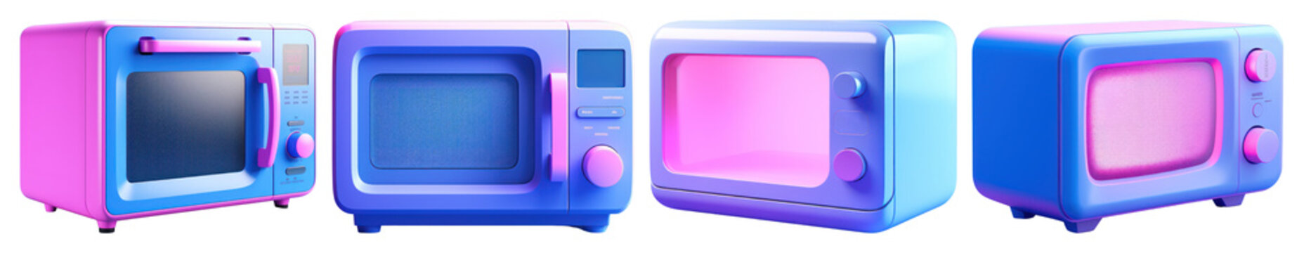 PNG Colorful retro microwaves display, element set on transparent background