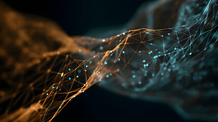 Digital Network: Abstract, futuristic image of interconnected network of lines and dots. Capturing the essence of connectivity and digital world. 
