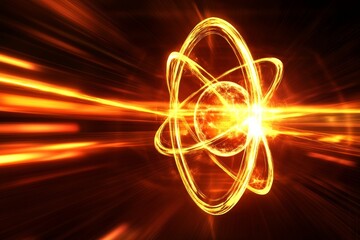 Atom Collision in Nuclear Reaction Chamber, Energy Generation Inside Device Visualization, Particles