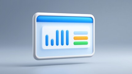 Modern digital interface mock up displaying colorful data visualization elements, including bar graphs and colored indicators, set against a soft gradient background for design purposes