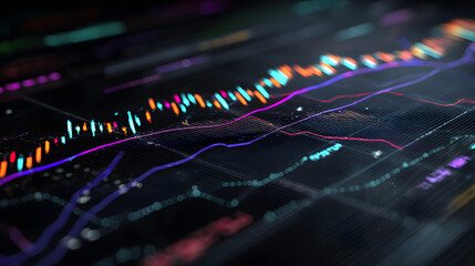 Financial Growth Diagram: A vibrant and dynamic graphic detailing fluctuating financial indicators. The lines and graphs depict the rise and fall of financial data.