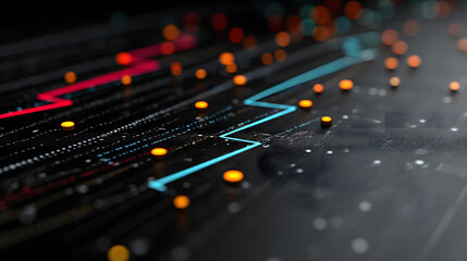 Financial Ascent: A visually striking illustration showing the dynamics of financial growth, featuring upward-trending arrows and a network of interconnected data points. Depicts economic strength.
