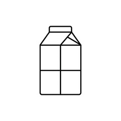Minimalist milk carton line art illustration isolated on white background, fresh dairy beverage container

