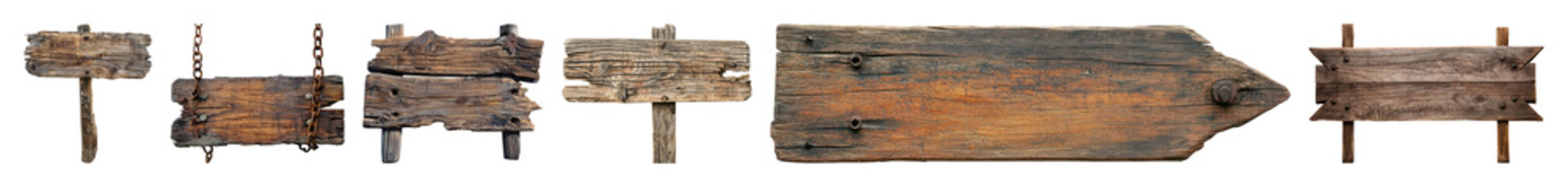 PNG Rustic wooden directional signs, element set on transparent background