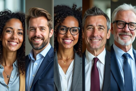 Diverse and Expressive Group of Accountants Captured in a Creative Photo Collage