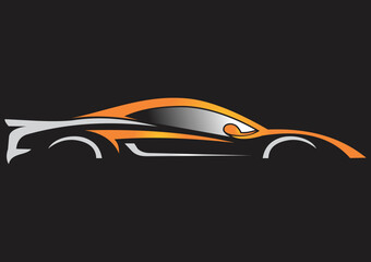 car on fire on set  of a car silhouette drawing vector logo