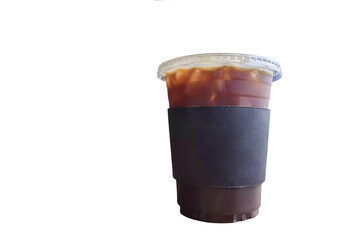 Iced Black Coffee Cup with Black Sleeve Mockup on White Background
