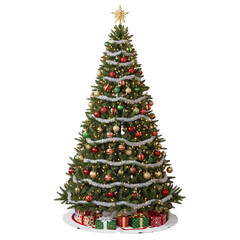 Beautiful decorated christmas tree with presents underneath