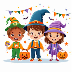 Kids in Costume Party Illustration
