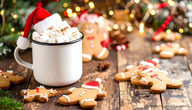 Festive Christmas mug of hot cocoa