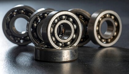 Closeup of Metal Ball Bearings.