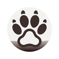Fototapeta premium Black paw print on a white circular background 