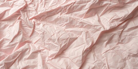 Fototapeta premium Close-up overhead view of creased paper with soft pink stripes abstract texture background