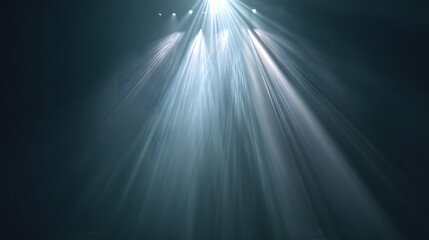 Fototapeta premium Illuminating Beams of Light: Dramatic illumination cascades downward from an unseen source, filling the frame with ethereal light rays. Capturing a sense of mystery and wonder.