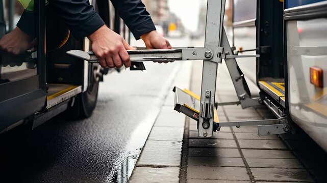 Demonstration of bus wheelchair ramp deployment for accessible transportation services